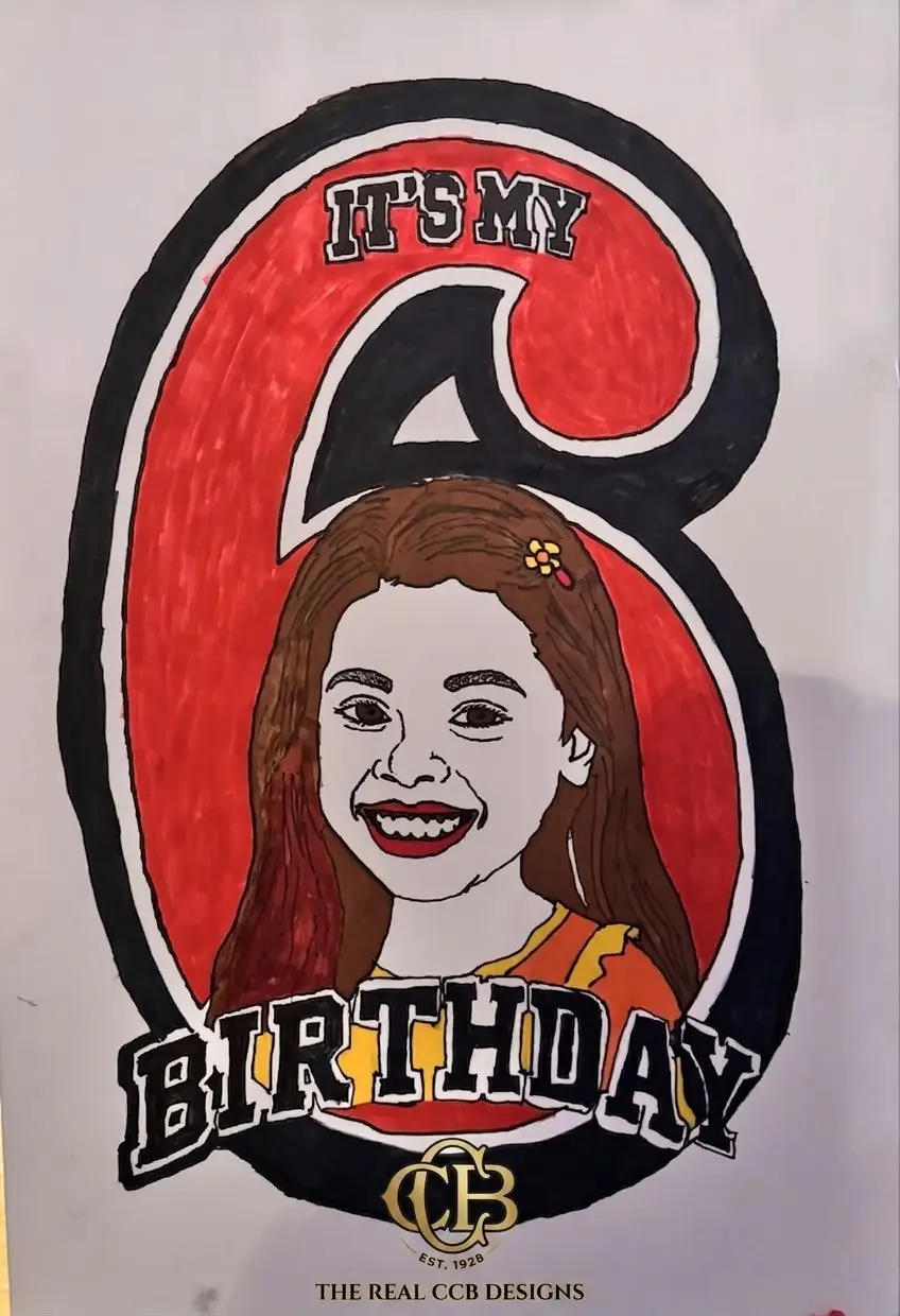 Hand-Drawn Custom Birthday Portrait Poster